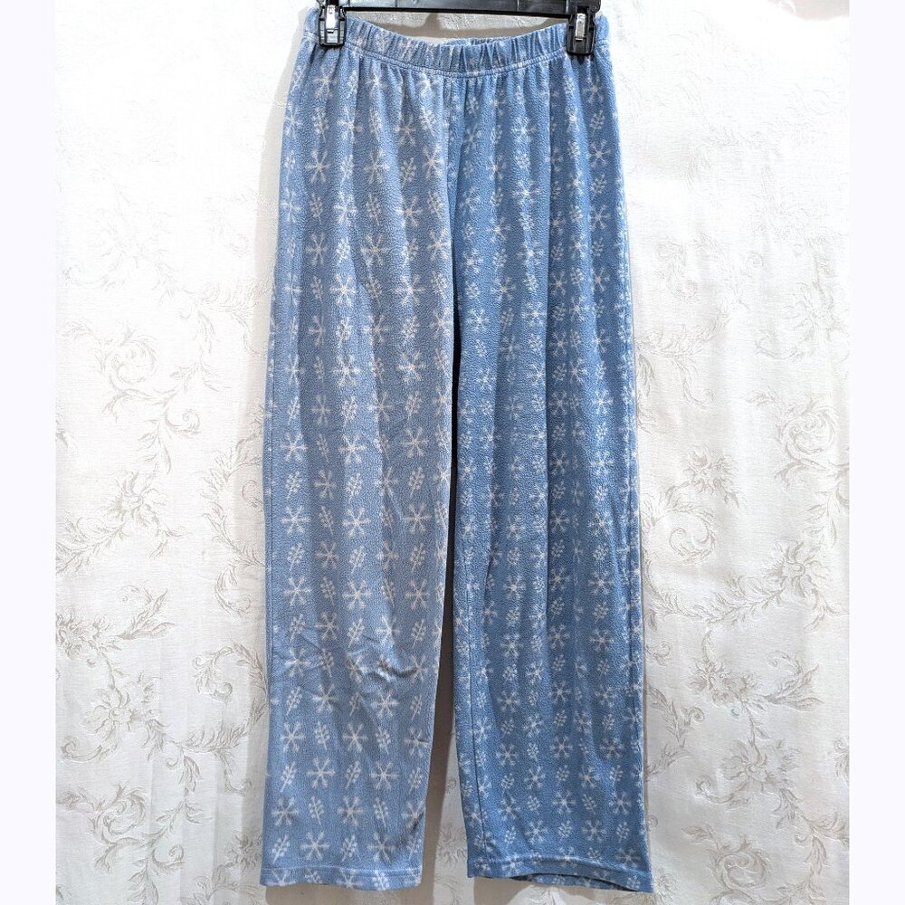 Fleece Snowflake Print Pajama Pants M Comfy Cozy Warm Winter Sleepwear Blue